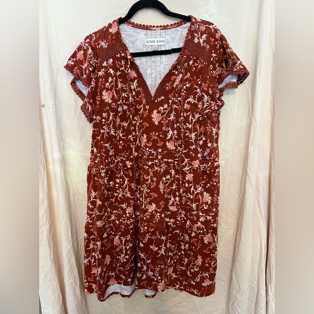 Knox Rose Women's Burgundy Floral Dress